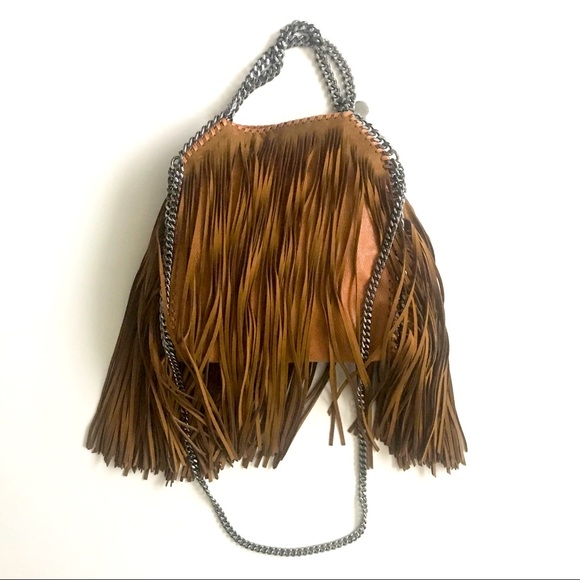 Stella McCartney Falabella Fringe Fold Over Mini Crossbody Bag Vegan - Picture 3 of 9